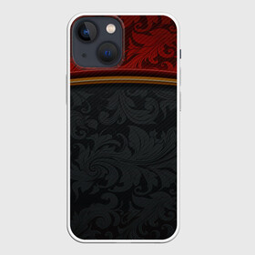 Чехол для iPhone 13 mini с принтом Кружева на карбоне | Lace Carbone в Новосибирске,  |  | abstract | carbon | colors | lines | paints | pattern | stripes | texture | абстракция | карбон | краски | кружева | полосы | узор | узоры