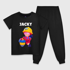 Детская пижама хлопок с принтом BRAWL STARS JACKY в Новосибирске, 100% хлопок |  брюки и футболка прямого кроя, без карманов, на брюках мягкая резинка на поясе и по низу штанин
 | Тематика изображения на принте: 