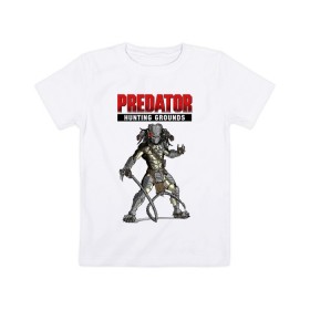 Детская футболка хлопок с принтом Predator: Hunting Grounds в Новосибирске, 100% хлопок | круглый вырез горловины, полуприлегающий силуэт, длина до линии бедер | game | gamer | predator: hunting grounds | игра | шутер
