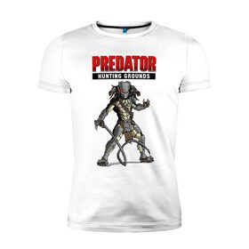 Мужская футболка премиум с принтом Predator: Hunting Grounds в Новосибирске, 92% хлопок, 8% лайкра | приталенный силуэт, круглый вырез ворота, длина до линии бедра, короткий рукав | game | gamer | predator: hunting grounds | игра | шутер