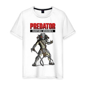 Мужская футболка хлопок с принтом Predator: Hunting Grounds в Новосибирске, 100% хлопок | прямой крой, круглый вырез горловины, длина до линии бедер, слегка спущенное плечо. | game | gamer | predator: hunting grounds | игра | шутер