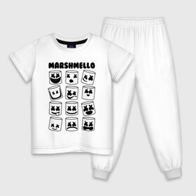 Детская пижама хлопок с принтом FORTNITE x MARSHMELLO в Новосибирске, 100% хлопок |  брюки и футболка прямого кроя, без карманов, на брюках мягкая резинка на поясе и по низу штанин
 | deadmau5 | fortnite | fortnite 2 | fortnite x маршмелло | ikonik | marshmello | ninja | ninja streamer | raven | travis scott | ворон | иконик | ниндзя | пили | рейвен | трэвис скотт | фортнайт