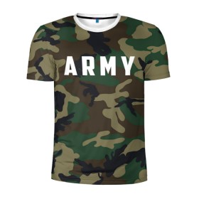 Мужская футболка 3D спортивная с принтом ARMY в Новосибирске, 100% полиэстер с улучшенными характеристиками | приталенный силуэт, круглая горловина, широкие плечи, сужается к линии бедра | army | usa | америка | американский | армейский | арми | армия | арму | зеленый | камок | камуфляж | маскировка | милитари | натовка | сша | темный