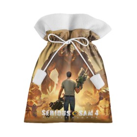 Подарочный 3D мешок с принтом Serious Sam 4 в Новосибирске, 100% полиэстер | Размер: 29*39 см | croteam | devolver | digital | games | planet | sam | serious | игры | крутой | планета | сэм