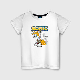 Детская футболка хлопок с принтом Sonic в Новосибирске, 100% хлопок | круглый вырез горловины, полуприлегающий силуэт, длина до линии бедер | hedgehog | metal sonic | silver | silver the hedgehog | sonic | sonic boom | sonic the hedgehog | ёж сонник | игры | соник | фильмы