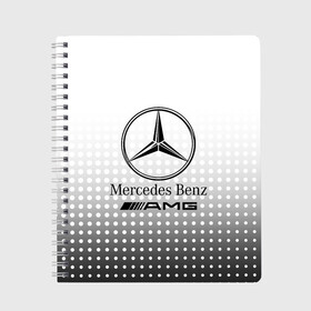 Тетрадь с принтом Mercedes-Benz в Новосибирске, 100% бумага | 48 листов, плотность листов — 60 г/м2, плотность картонной обложки — 250 г/м2. Листы скреплены сбоку удобной пружинной спиралью. Уголки страниц и обложки скругленные. Цвет линий — светло-серый
 | Тематика изображения на принте: amg | mercedes | mercedes значок | mercedes лого | mercedes марка | амг | бенц | лого автомобиля | логотип мерседес | мерин | мерс | мерседес | мерседес бенз | мерседес лого | мерседес эмблема