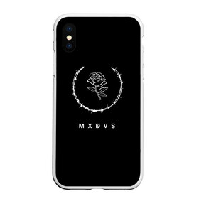 Чехол для iPhone XS Max матовый с принтом MXDVS в Новосибирске, Силикон | Область печати: задняя сторона чехла, без боковых панелей | Тематика изображения на принте: +32 | 32 | logo | mxdvs | бренд | бренд mxdvs | бренловые картинки | лого | лого mxdvs | логотип | логотип mxdvs | мхдвс | прикольные картинки | роза | шипы