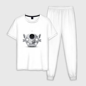 Мужская пижама хлопок с принтом HAL 9000 в Новосибирске, 100% хлопок | брюки и футболка прямого кроя, без карманов, на брюках мягкая резинка на поясе и по низу штанин
 | discovery one | eva pod | frank poole | hal 9000 | heywood floyd | space odyssey | stanley kubrick | vdgerir
