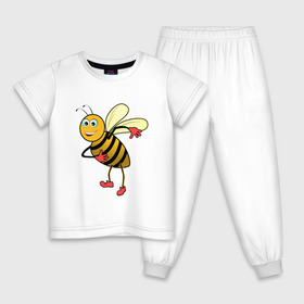 Детская пижама хлопок с принтом Пчела в Новосибирске, 100% хлопок |  брюки и футболка прямого кроя, без карманов, на брюках мягкая резинка на поясе и по низу штанин
 | Тематика изображения на принте: животные | картинки | крылья | лето | насекомое | прикольные | природа | пчела