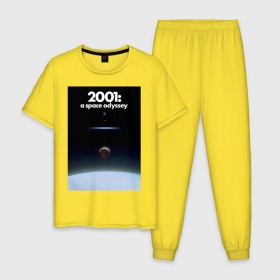Мужская пижама хлопок с принтом 2001: Space Odyssey в Новосибирске, 100% хлопок | брюки и футболка прямого кроя, без карманов, на брюках мягкая резинка на поясе и по низу штанин
 | Тематика изображения на принте: 2001 | 2001:космическая одиссея | discovery one | eva pod | frank poole | hal 9000 | heywood floyd | space odyssey | stanley kubrick | vdgerir | космическая одиссея | стэнли кубрик