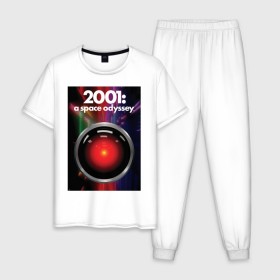 Мужская пижама хлопок с принтом HAL 9000 в Новосибирске, 100% хлопок | брюки и футболка прямого кроя, без карманов, на брюках мягкая резинка на поясе и по низу штанин
 | Тематика изображения на принте: 