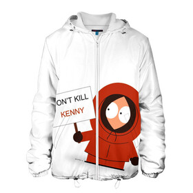 Мужская куртка 3D с принтом Kenny McCormick в Новосибирске, ткань верха — 100% полиэстер, подклад — флис | прямой крой, подол и капюшон оформлены резинкой с фиксаторами, два кармана без застежек по бокам, один большой потайной карман на груди. Карман на груди застегивается на липучку | south park | южный парк