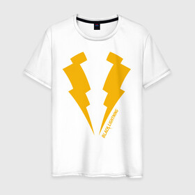 Мужская футболка хлопок с принтом Black Lightning в Новосибирске, 100% хлопок | прямой крой, круглый вырез горловины, длина до линии бедер, слегка спущенное плечо. | black lightning | vdzabma | черная молния