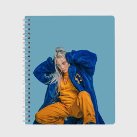 Тетрадь с принтом Billie Eilish в Новосибирске, 100% бумага | 48 листов, плотность листов — 60 г/м2, плотность картонной обложки — 250 г/м2. Листы скреплены сбоку удобной пружинной спиралью. Уголки страниц и обложки скругленные. Цвет линий — светло-серый
 | billie eilish | billie eilish bury | billie eilish merch | билли айлиш | билли айлиш мерч