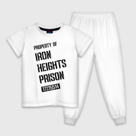 Детская пижама хлопок с принтом Iron Heights Prison в Новосибирске, 100% хлопок |  брюки и футболка прямого кроя, без карманов, на брюках мягкая резинка на поясе и по низу штанин
 | arrow | vdzabma | стрела