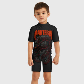 Детский купальный костюм 3D с принтом PANTERA в Новосибирске, Полиэстер 85%, Спандекс 15% | застежка на молнии на спине | 1980 | 1990 | 80 | 80 е | 90 | metal | music | pantera | panther | retro | rock | метал | музыка | пантера | ретро | рок