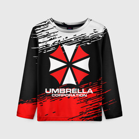 Детский лонгслив 3D с принтом Umbrella Corporation. в Новосибирске, 100% полиэстер | длинные рукава, круглый вырез горловины, полуприлегающий силуэт
 | resident evil | umbrella corporation | амбрелла | амбрелла корпорейшн | вирус | вымышленная военная и фармацевтическая корпорация | игра | умбрелла