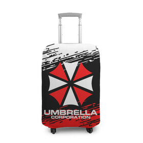 Чехол для чемодана 3D с принтом Umbrella Corporation. в Новосибирске, 86% полиэфир, 14% спандекс | двустороннее нанесение принта, прорези для ручек и колес | resident evil | umbrella corporation | амбрелла | амбрелла корпорейшн | вирус | вымышленная военная и фармацевтическая корпорация | игра | умбрелла