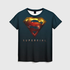 Женская футболка 3D с принтом Supergirl Logo в Новосибирске, 100% полиэфир ( синтетическое хлопкоподобное полотно) | прямой крой, круглый вырез горловины, длина до линии бедер | supergirl | vdzabma | супергерл