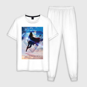 Мужская пижама хлопок с принтом Supergirl в Новосибирске, 100% хлопок | брюки и футболка прямого кроя, без карманов, на брюках мягкая резинка на поясе и по низу штанин
 | kara danvers | supergirl | vdzabma | кара дэнверс | супергерл
