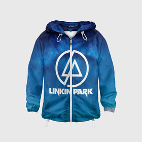 Детская ветровка 3D с принтом Linkin Park в Новосибирске, 100% полиэстер | подол и капюшон оформлены резинкой с фиксаторами, по бокам два кармана без застежек, один потайной карман на груди | chester bennington | linkin park | rock | space | группа | космос | линкин парк | логотип | музыка | рок | рок н ролл | честер беннингтон | эмблема