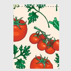 Скетчбук с принтом Летние овощи в Новосибирске, 100% бумага
 | 48 листов, плотность листов — 100 г/м2, плотность картонной обложки — 250 г/м2. Листы скреплены сверху удобной пружинной спиралью | 3d | зелень | летние | лето | лук | овощи | петрушка | помидоры | популярные | томаты