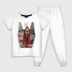 Детская пижама хлопок с принтом Supergirl в Новосибирске, 100% хлопок |  брюки и футболка прямого кроя, без карманов, на брюках мягкая резинка на поясе и по низу штанин
 | kara danvers | supergirl | vdzabma | кара дэнверс | супергерл