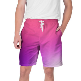 Мужские шорты 3D с принтом Нежный цвет в Новосибирске,  полиэстер 100% | прямой крой, два кармана без застежек по бокам. Мягкая трикотажная резинка на поясе, внутри которой широкие завязки. Длина чуть выше колен | красный | нежный цвет | плавный переход | фиолетовый