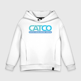 Детское худи Oversize хлопок с принтом CatCo в Новосибирске, френч-терри — 70% хлопок, 30% полиэстер. Мягкий теплый начес внутри —100% хлопок | боковые карманы, эластичные манжеты и нижняя кромка, капюшон на магнитной кнопке | catco | supergirl | vdzabma | кэтко | супергерл