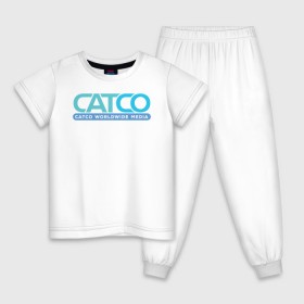 Детская пижама хлопок с принтом CatCo в Новосибирске, 100% хлопок |  брюки и футболка прямого кроя, без карманов, на брюках мягкая резинка на поясе и по низу штанин
 | catco | supergirl | vdzabma | кэтко | супергерл