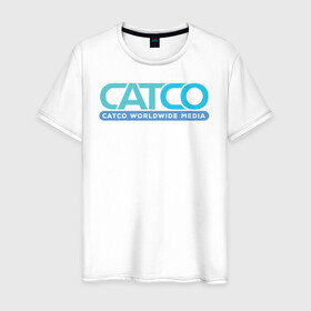 Мужская футболка хлопок с принтом CatCo в Новосибирске, 100% хлопок | прямой крой, круглый вырез горловины, длина до линии бедер, слегка спущенное плечо. | catco | supergirl | vdzabma | кэтко | супергерл