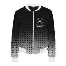 Женский бомбер 3D с принтом Mercedes-Benz в Новосибирске, 100% полиэстер | застегивается на молнию, по бокам два кармана без застежек, мягкие манжеты, по низу бомбера и на воротнике — эластичная резинка | amg | mercedes | mercedes значок | mercedes лого | mercedes марка | амг | бенц | лого автомобиля | логотип мерседес | мерин | мерс | мерседес | мерседес бенз | мерседес лого | мерседес эмблема
