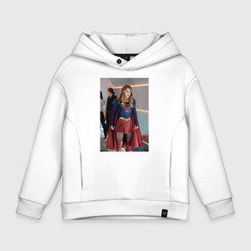 Детское худи Oversize хлопок с принтом Supergirl в Новосибирске, френч-терри — 70% хлопок, 30% полиэстер. Мягкий теплый начес внутри —100% хлопок | боковые карманы, эластичные манжеты и нижняя кромка, капюшон на магнитной кнопке | kara danvers | supergirl | vdzabma | кара дэнверс | супергерл