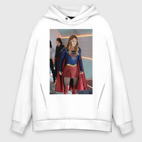 Мужское худи Oversize хлопок с принтом Supergirl в Новосибирске, френч-терри — 70% хлопок, 30% полиэстер. Мягкий теплый начес внутри —100% хлопок | боковые карманы, эластичные манжеты и нижняя кромка, капюшон на магнитной кнопке | Тематика изображения на принте: kara danvers | supergirl | vdzabma | кара дэнверс | супергерл