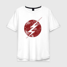 Мужская футболка хлопок Oversize с принтом The Flash logo в Новосибирске, 100% хлопок | свободный крой, круглый ворот, “спинка” длиннее передней части | Тематика изображения на принте: the flash | vdzabma | флэш