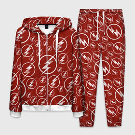 Мужской костюм 3D с принтом The Flash Logo Pattern в Новосибирске, 100% полиэстер | Манжеты и пояс оформлены тканевой резинкой, двухслойный капюшон со шнурком для регулировки, карманы спереди | the flash | vdzabma | флэш