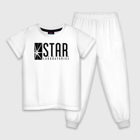 Детская пижама хлопок с принтом S.T.A.R. Labs в Новосибирске, 100% хлопок |  брюки и футболка прямого кроя, без карманов, на брюках мягкая резинка на поясе и по низу штанин
 | the flash | vdzabma | флэш