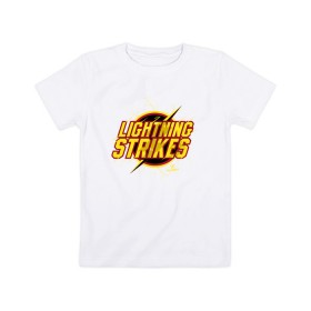 Детская футболка хлопок с принтом Lightning Strikes в Новосибирске, 100% хлопок | круглый вырез горловины, полуприлегающий силуэт, длина до линии бедер | the flash | vdzabma | флэш