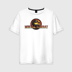 Женская футболка хлопок Oversize с принтом Mortal Kombat в Новосибирске, 100% хлопок | свободный крой, круглый ворот, спущенный рукав, длина до линии бедер
 | logo | mortal kombat | vdkarsve | логотип | мк 9 | мортал комбат