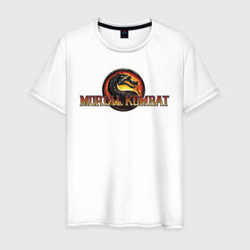 Мужская футболка хлопок с принтом Mortal Kombat в Новосибирске, 100% хлопок | прямой крой, круглый вырез горловины, длина до линии бедер, слегка спущенное плечо. | logo | mortal kombat | vdkarsve | логотип | мк 9 | мортал комбат