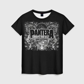 Женская футболка 3D с принтом PANTERA. в Новосибирске, 100% полиэфир ( синтетическое хлопкоподобное полотно) | прямой крой, круглый вырез горловины, длина до линии бедер | pantera | американская метал группа | грув метал | группа | музыка | пантера | рок | рок группа