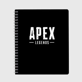 Тетрадь с принтом APEX LEGENDS в Новосибирске, 100% бумага | 48 листов, плотность листов — 60 г/м2, плотность картонной обложки — 250 г/м2. Листы скреплены сбоку удобной пружинной спиралью. Уголки страниц и обложки скругленные. Цвет линий — светло-серый
 | apex | apex legends | battle | battle royal | bloodhound | titanfall | wraith | апекс | апекс легендс | батл рояль | битва | война | каустик | королевская битва