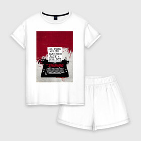 Женская пижама с шортиками хлопок с принтом The Shining Typewriter в Новосибирске, 100% хлопок | футболка прямого кроя, шорты свободные с широкой мягкой резинкой | the shining | vdosadir | сияние | стэнли кубрик