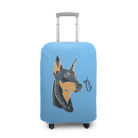 Чехол для чемодана 3D с принтом Doberman в Новосибирске, 86% полиэфир, 14% спандекс | двустороннее нанесение принта, прорези для ручек и колес | art | doberman | dog | drawing | print | арт | добер | доберман | песик | рисунок | собака | стиль | фанарт
