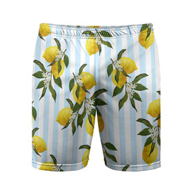Мужские шорты спортивные с принтом Лимоны в Новосибирске,  |  | texture | абстракт | абстракция | весна | лайм | лимон | лимоны | линии | листья | полосы | стиль | текстура