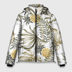 Мужская зимняя куртка 3D с принтом Тропики хаки в Новосибирске, верх — 100% полиэстер; подкладка — 100% полиэстер; утеплитель — 100% полиэстер | длина ниже бедра, свободный силуэт Оверсайз. Есть воротник-стойка, отстегивающийся капюшон и ветрозащитная планка. 

Боковые карманы с листочкой на кнопках и внутренний карман на молнии. | Тематика изображения на принте: art | doodling | textures | tiles | ананас | гавайский | дудлинг | летний | лето | листья | листья пальмы | монстера | море | пальма | пальмы | паттерн | растения | растительный | рисунок | рисунок пальмы | тайлы