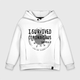 Детское худи Oversize хлопок с принтом I SURVIVED CORONAVIRUS в Новосибирске, френч-терри — 70% хлопок, 30% полиэстер. Мягкий теплый начес внутри —100% хлопок | боковые карманы, эластичные манжеты и нижняя кромка, капюшон на магнитной кнопке | Тематика изображения на принте: coronavirus | covid | covid 19 | covid19 | epidemic | ncov | pandemic | quarantine | survived | вирус | карантин | корона | коронавирус | пандемия | пережил | пережила | пересидел | пересидела | эпидемия