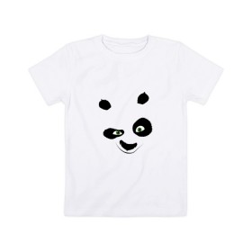 Детская футболка хлопок с принтом кунг фу панда морда в Новосибирске, 100% хлопок | круглый вырез горловины, полуприлегающий силуэт, длина до линии бедер | 