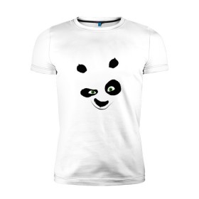 Мужская футболка премиум с принтом кунг фу панда морда в Новосибирске, 92% хлопок, 8% лайкра | приталенный силуэт, круглый вырез ворота, длина до линии бедра, короткий рукав | Тематика изображения на принте: 