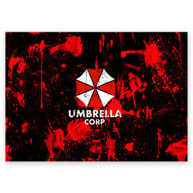 Поздравительная открытка с принтом UMBRELLA в Новосибирске, 100% бумага | плотность бумаги 280 г/м2, матовая, на обратной стороне линовка и место для марки
 | biohazard | blood | coronavirus | evil | monster | resident evil | umbrella | virus | абстракция | амбрелла | вирус | игра | коронавирус | кровь | логотип | монстр | опасность | пандемия